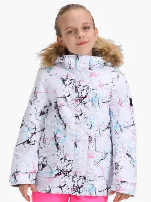 Colorful Vibrant Lines Kids Winter Snowboard Jacket