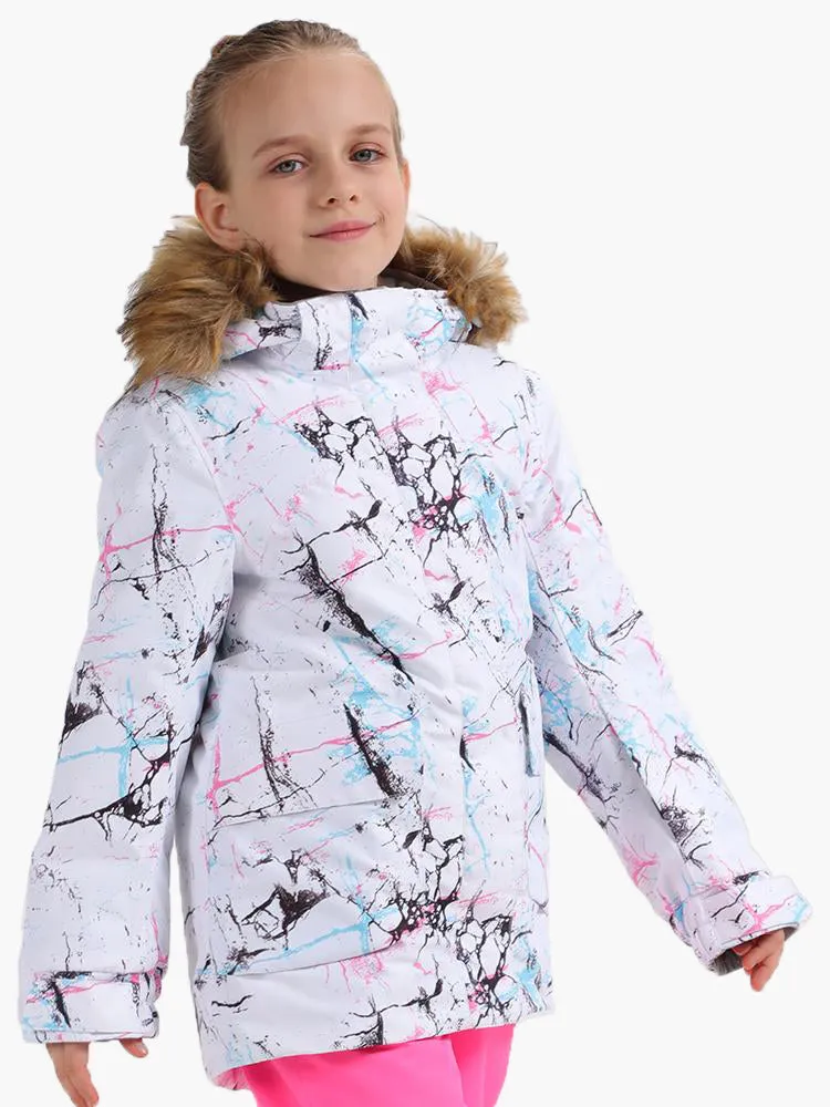 Colorful Vibrant Lines Kids Winter Snowboard Jacket