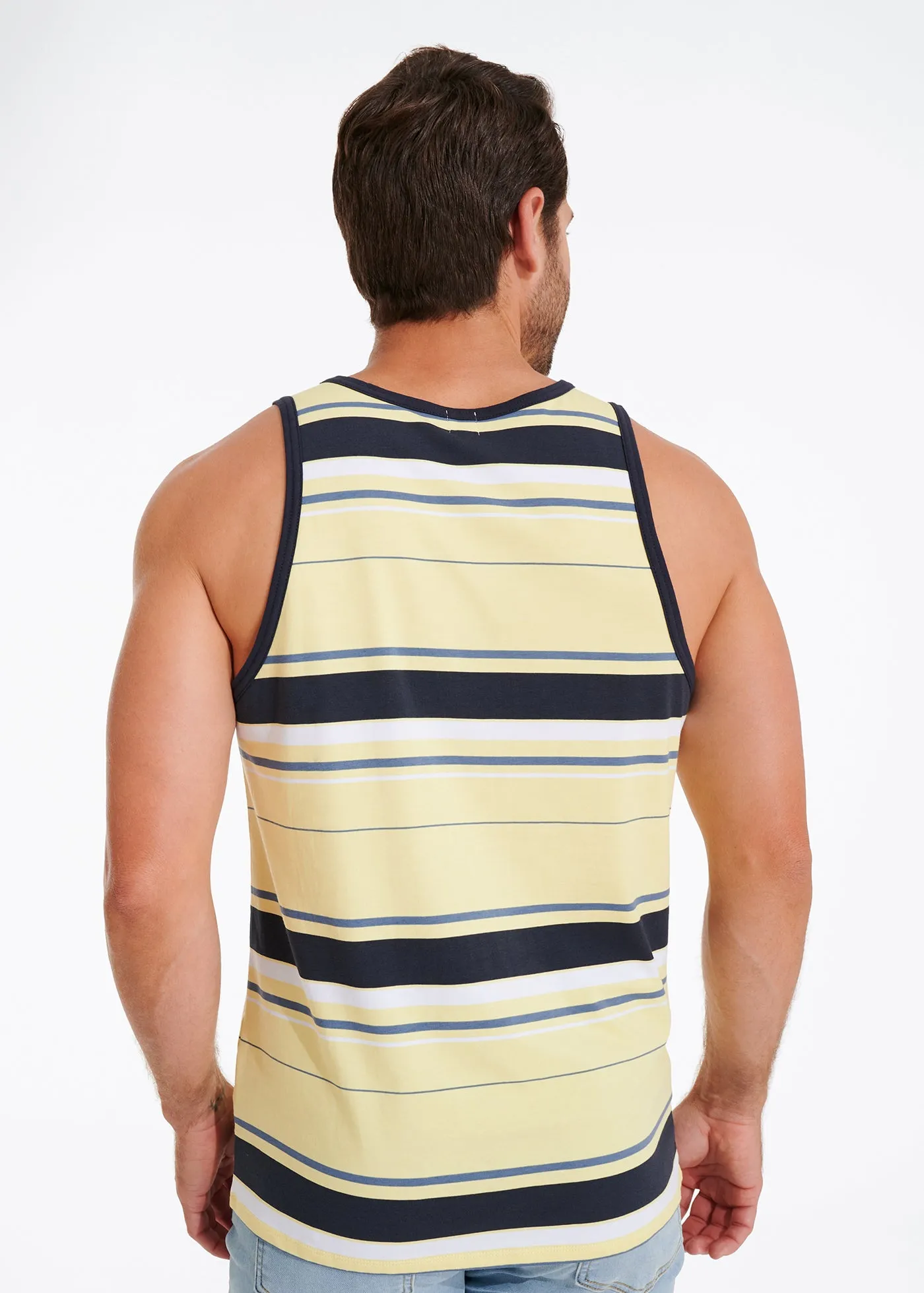 Cotton Stretch Stripe Tank | Yellow Stripe