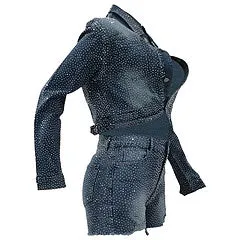 Denim hot diamond set AY3435