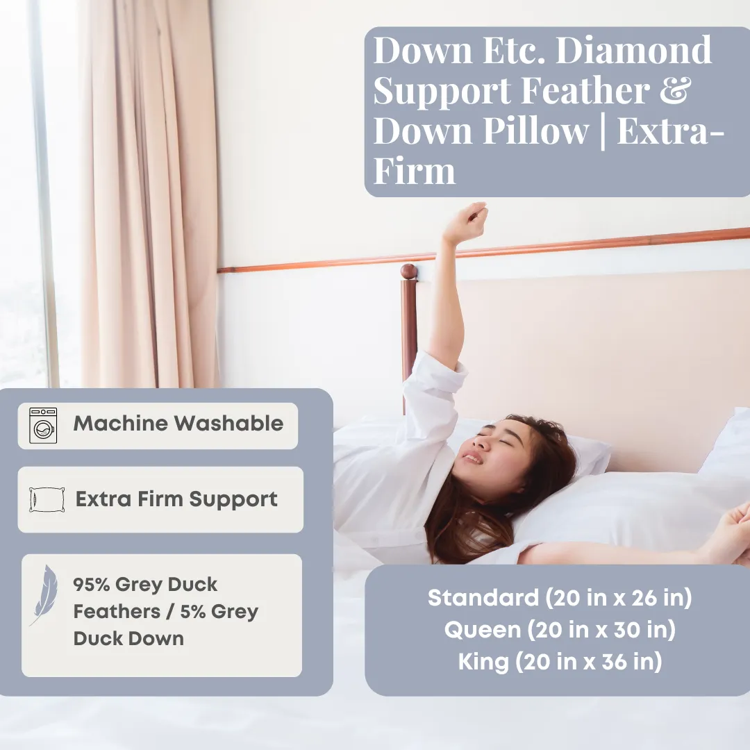 Down Etc. Diamond Support Feather & Down Pillow | Extra-Firm