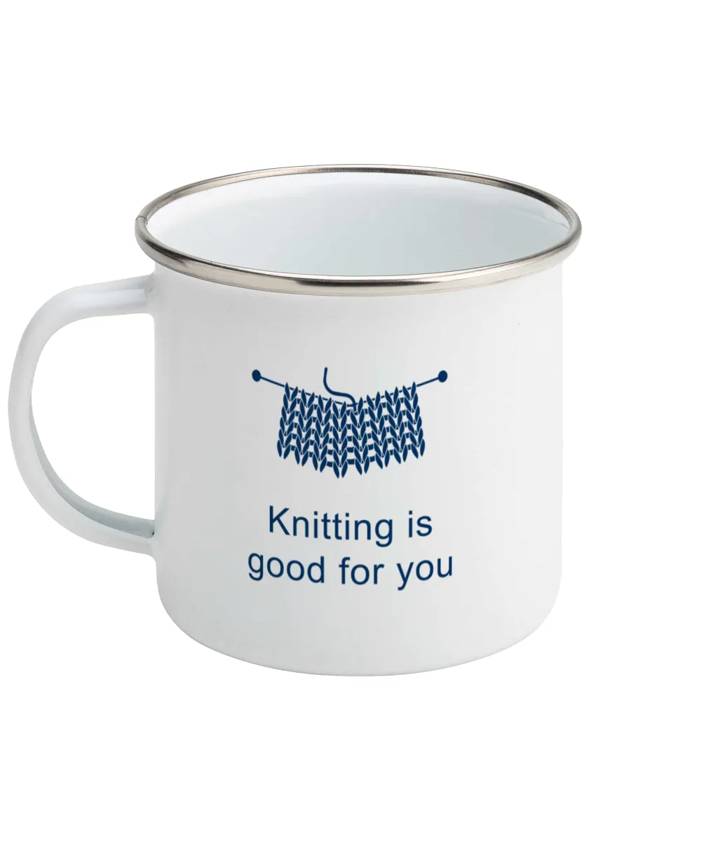 Enamel Mug Knitting is good for you