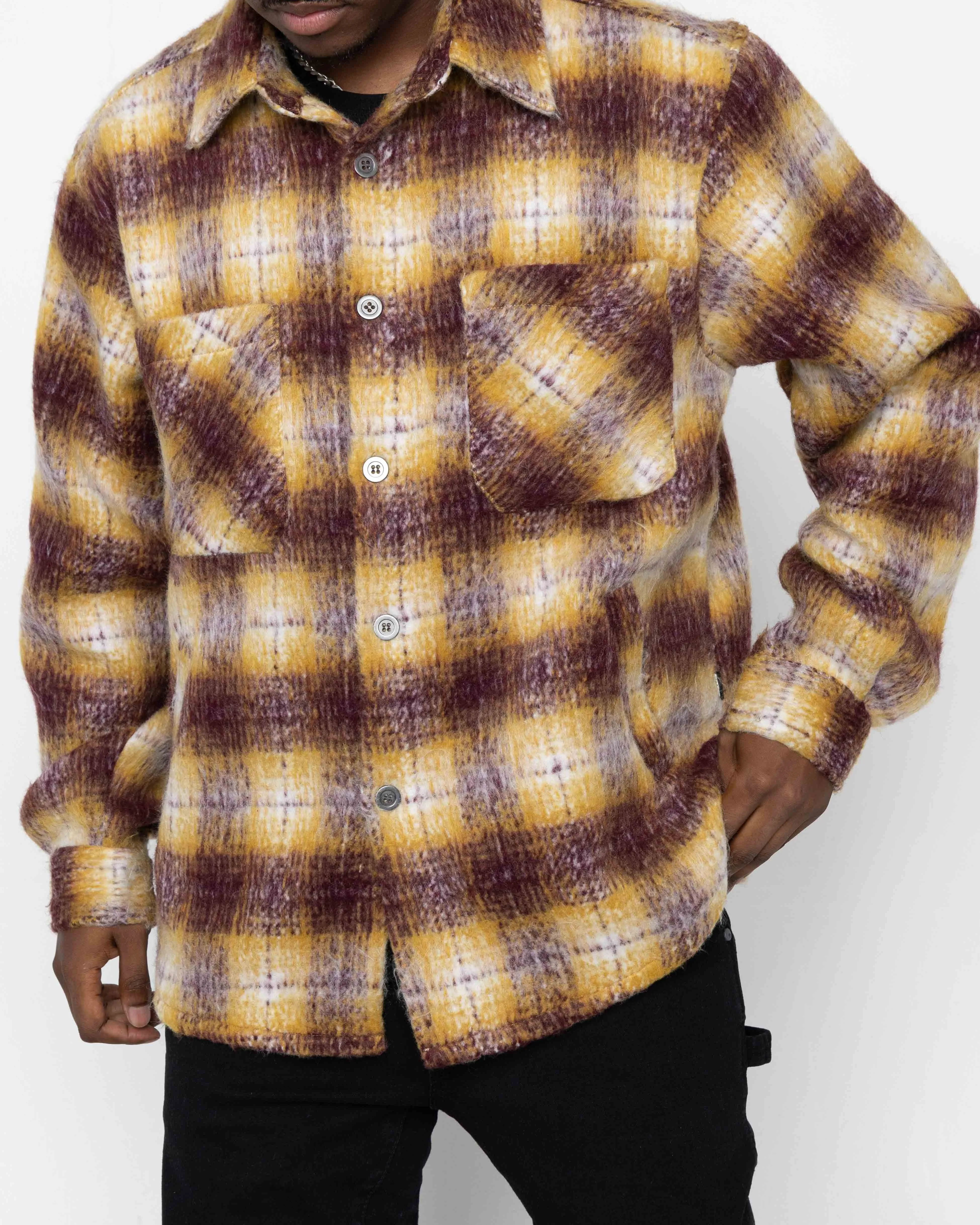 EPTM BIG N TALL SIDE SLIT FLANNEL-MUSTARD