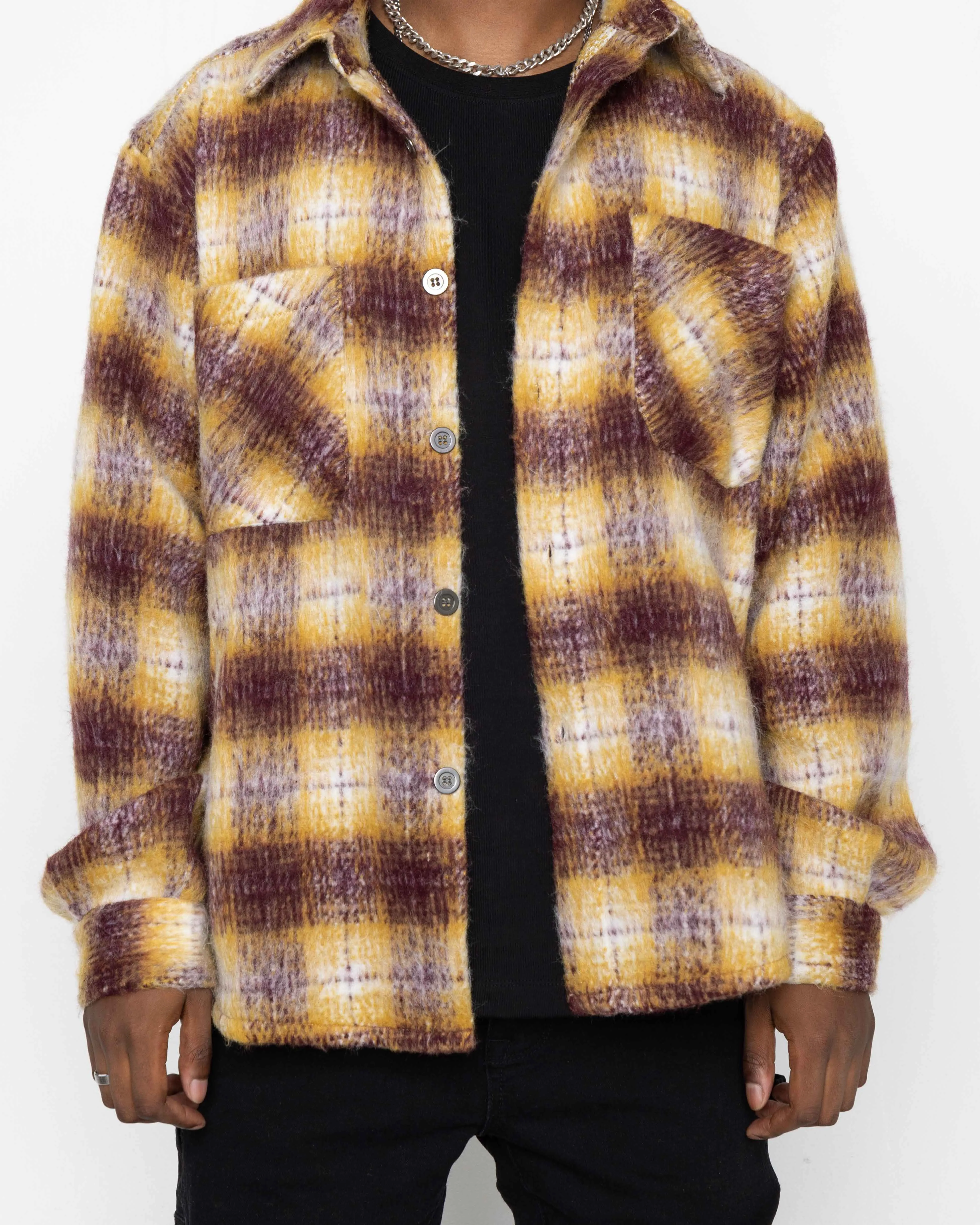 EPTM BIG N TALL SIDE SLIT FLANNEL-MUSTARD