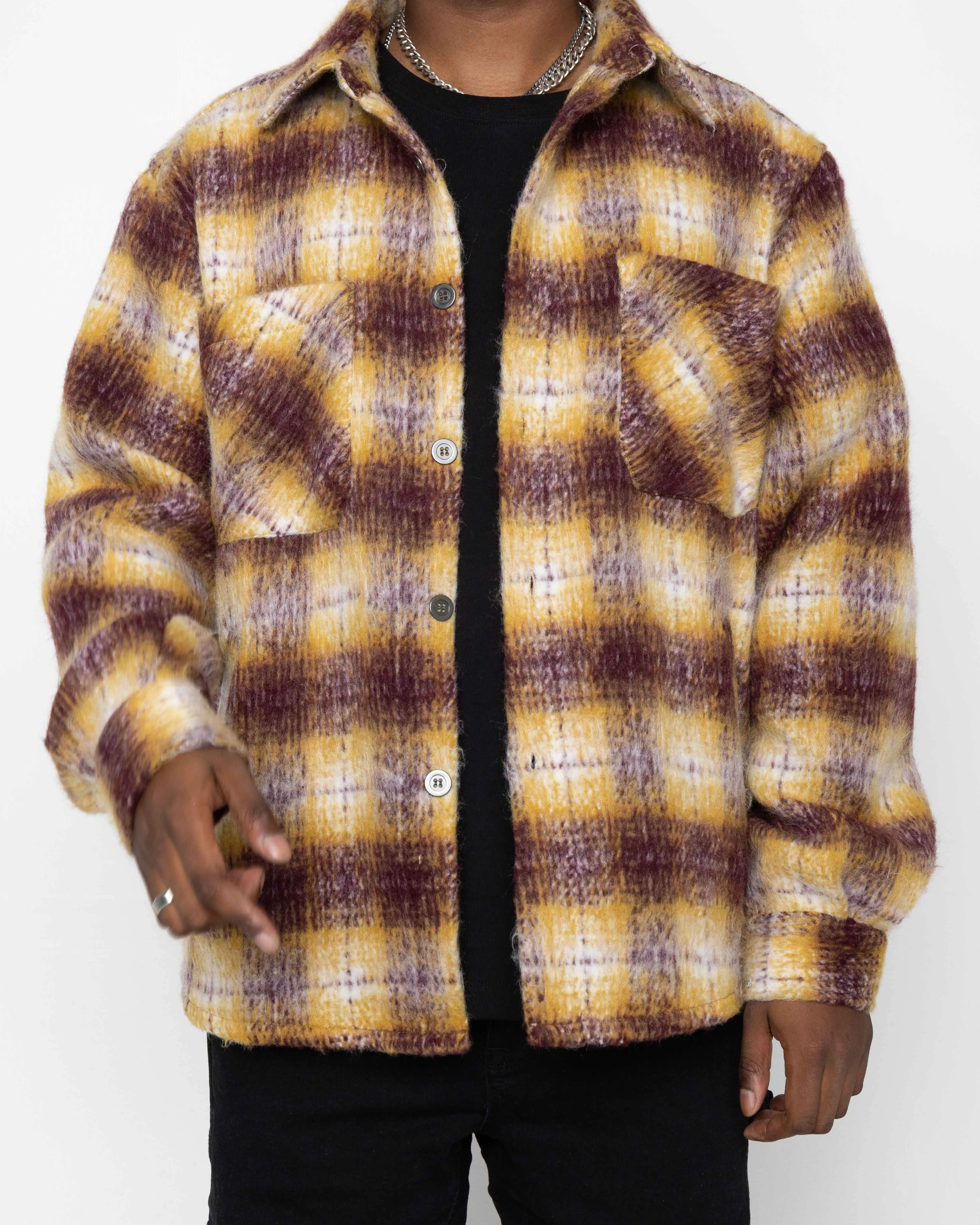 EPTM BIG N TALL SIDE SLIT FLANNEL-MUSTARD