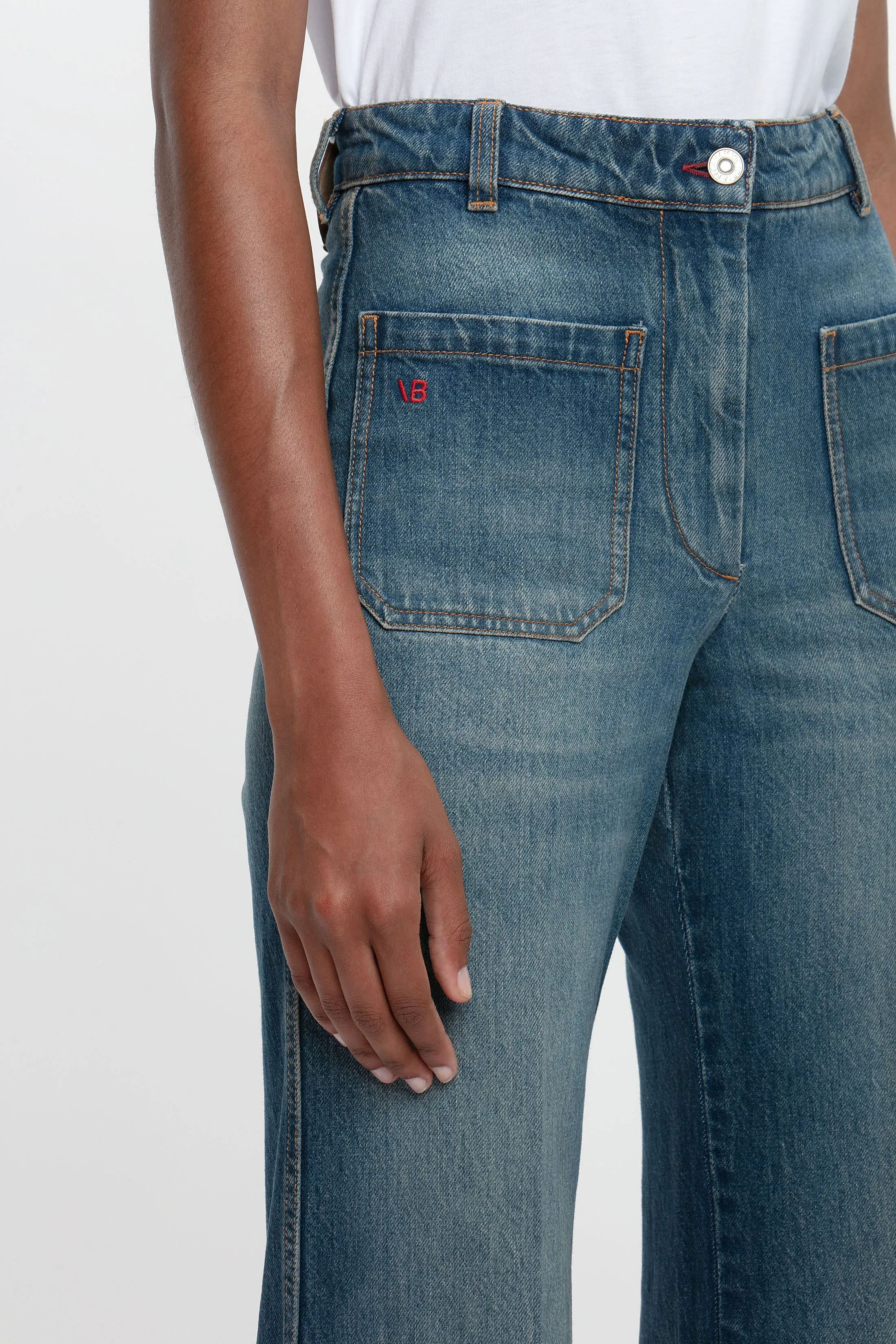 Alina High-Waisted Stretch Jeans in Mid Blue - Exclusive Design