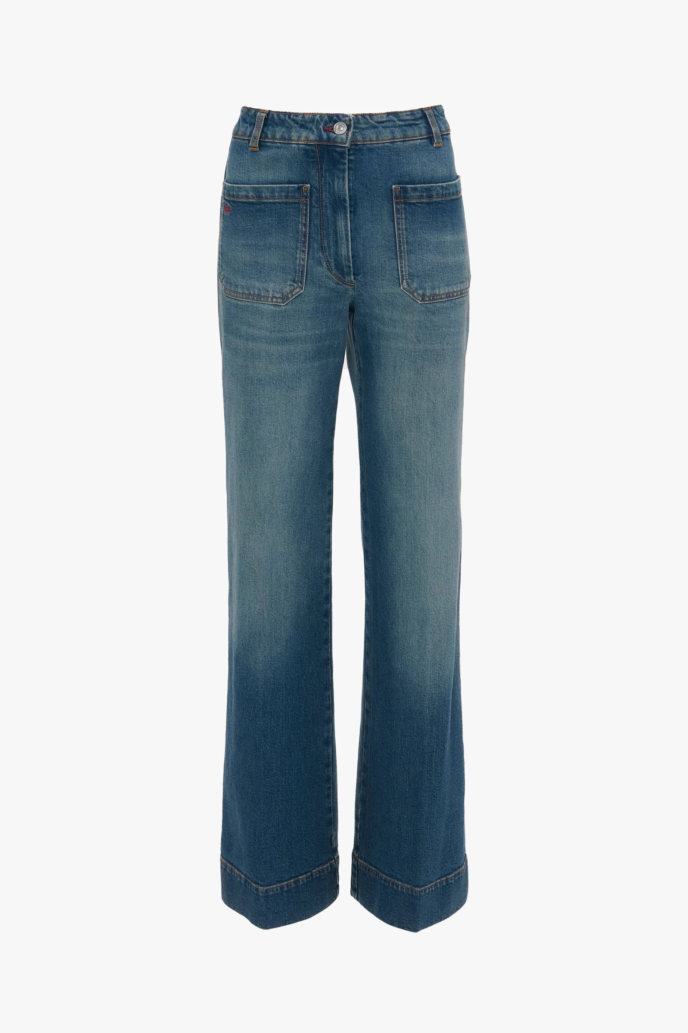 Alina High-Waisted Stretch Jeans in Mid Blue - Exclusive Design