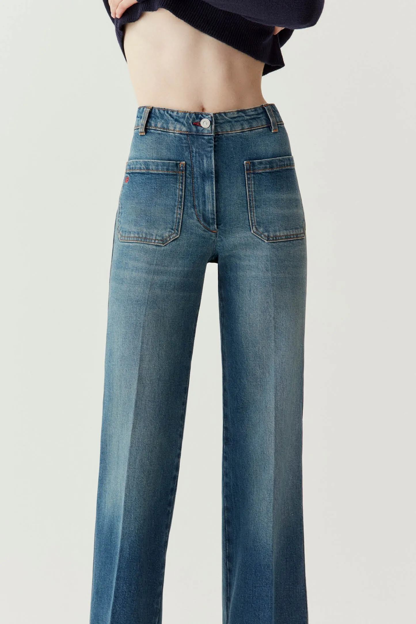 Alina High-Waisted Stretch Jeans in Mid Blue - Exclusive Design