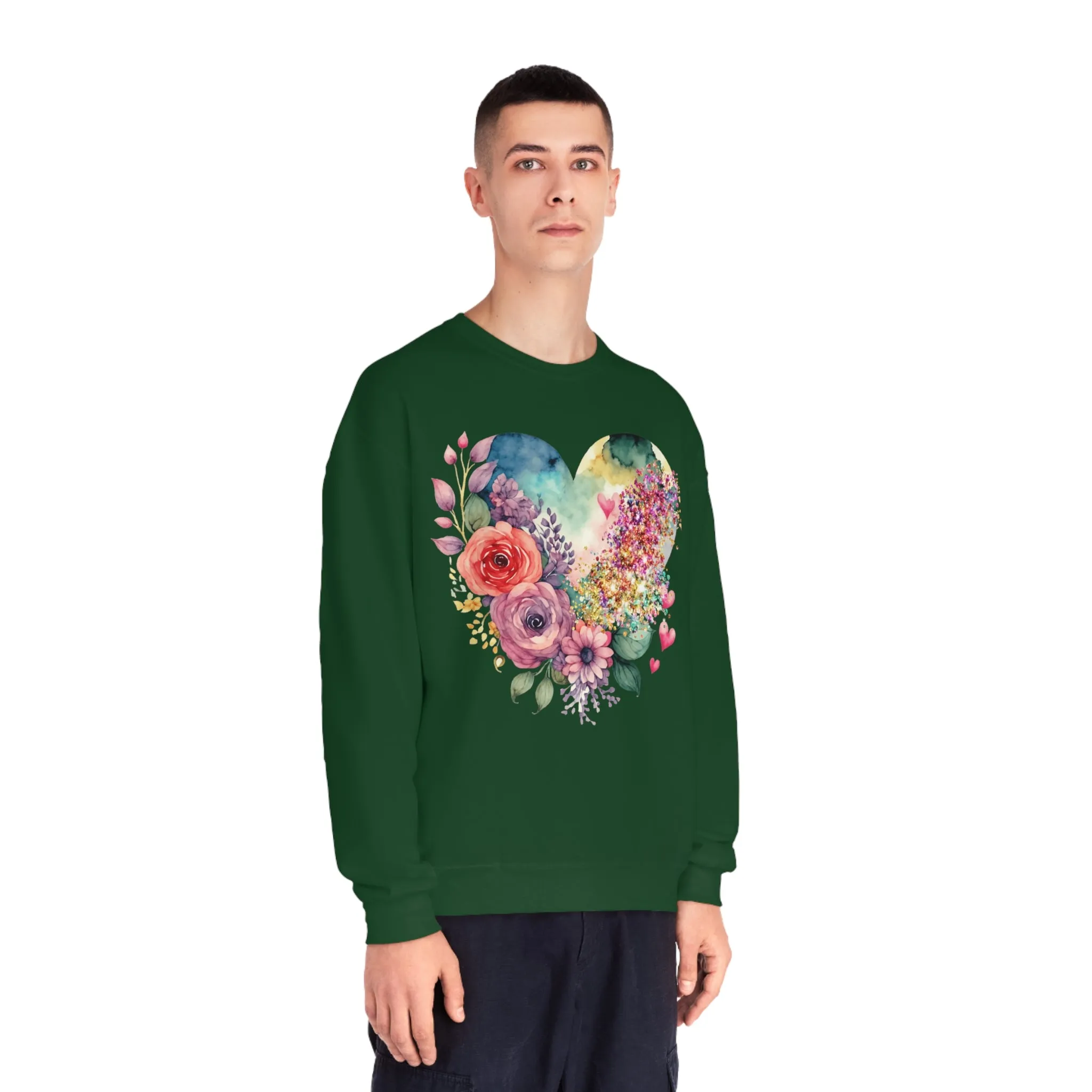 Floral Heart Unisex NuBlend® Crewneck Sweatshirt