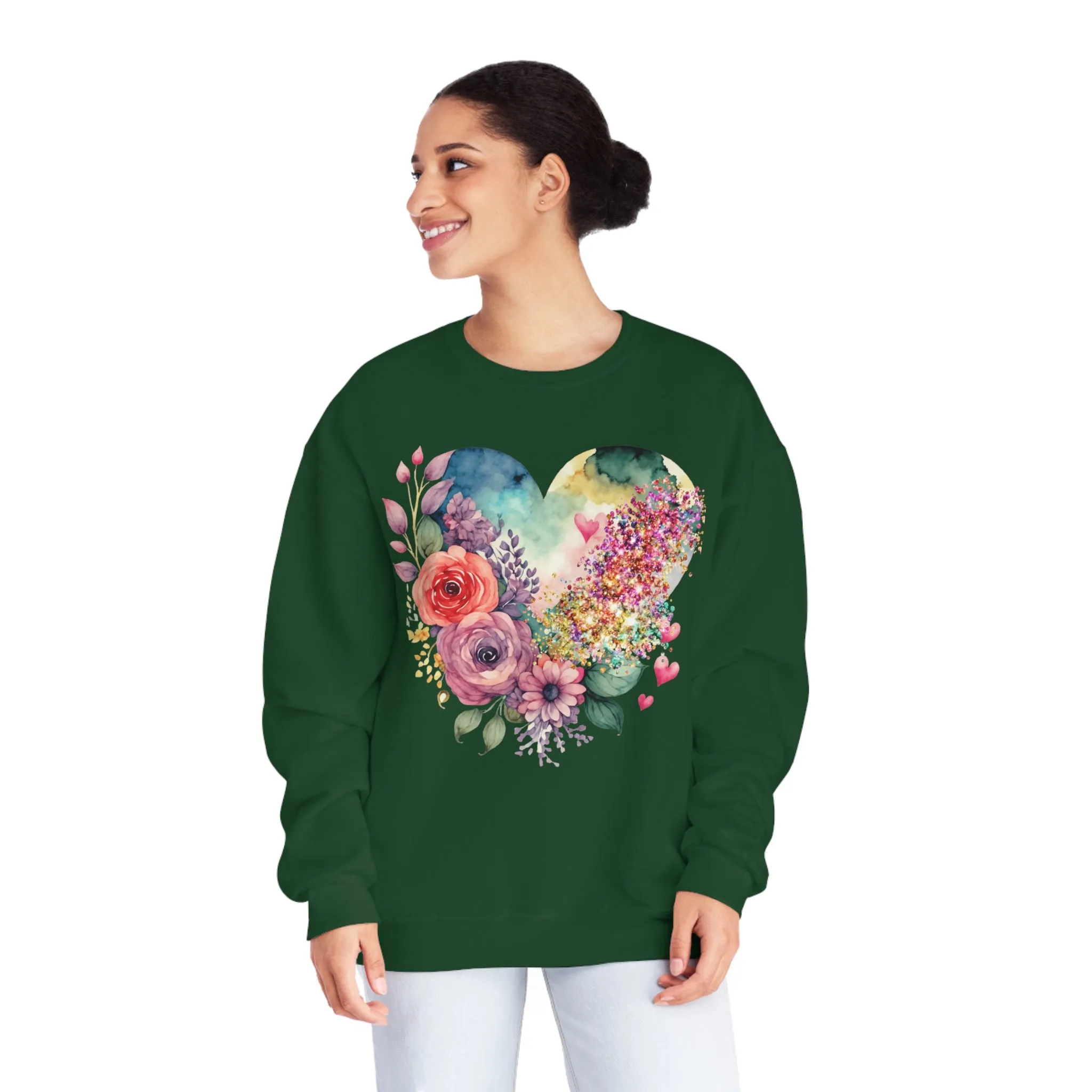 Floral Heart Unisex NuBlend® Crewneck Sweatshirt