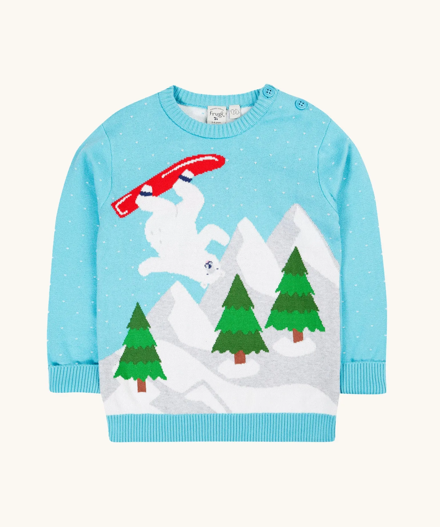 Frugi Elwood Knitted Jumper - Blue/Polar Bear