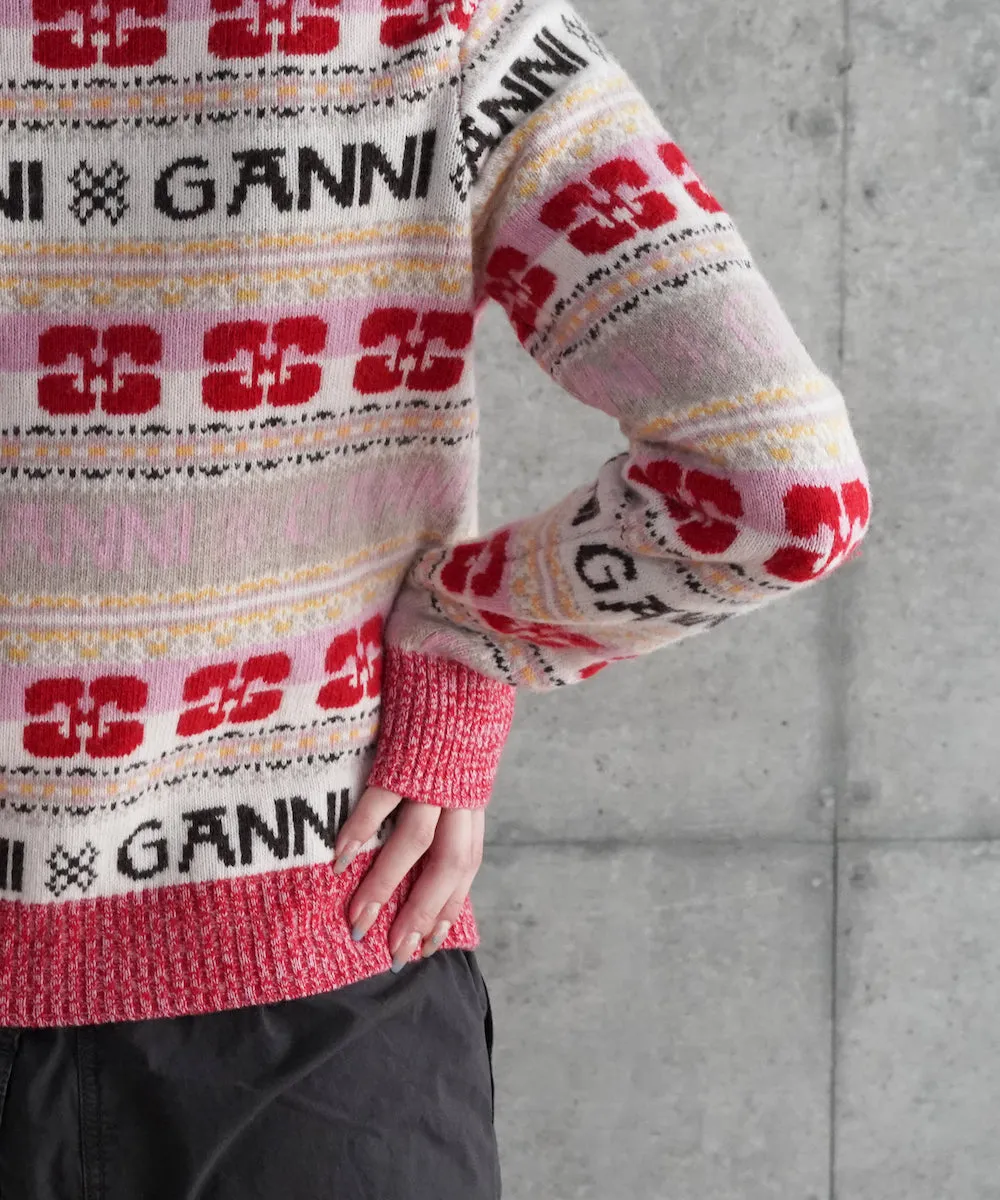 GANNI Logo Wool Mix Cardigan "MULTICOLOUR"