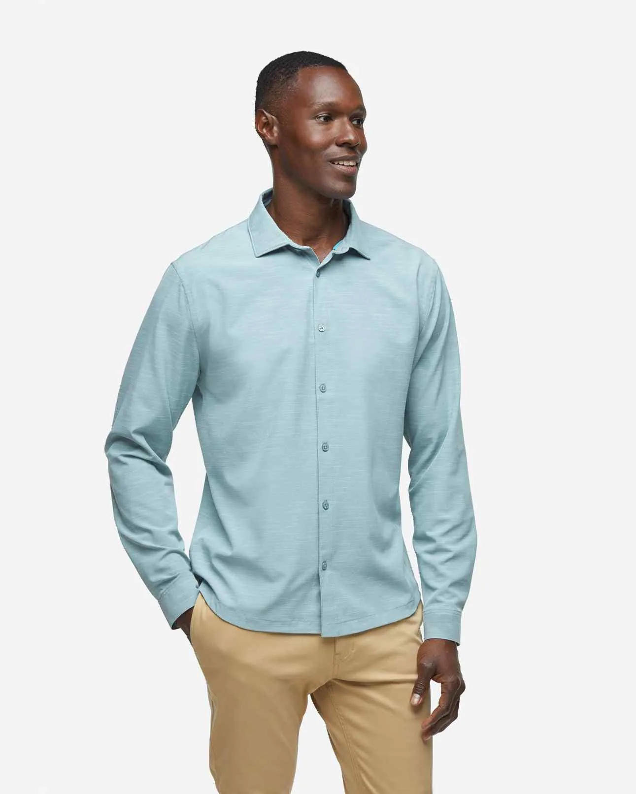 Gravity Long Sleeve Button Down - Smoke Green