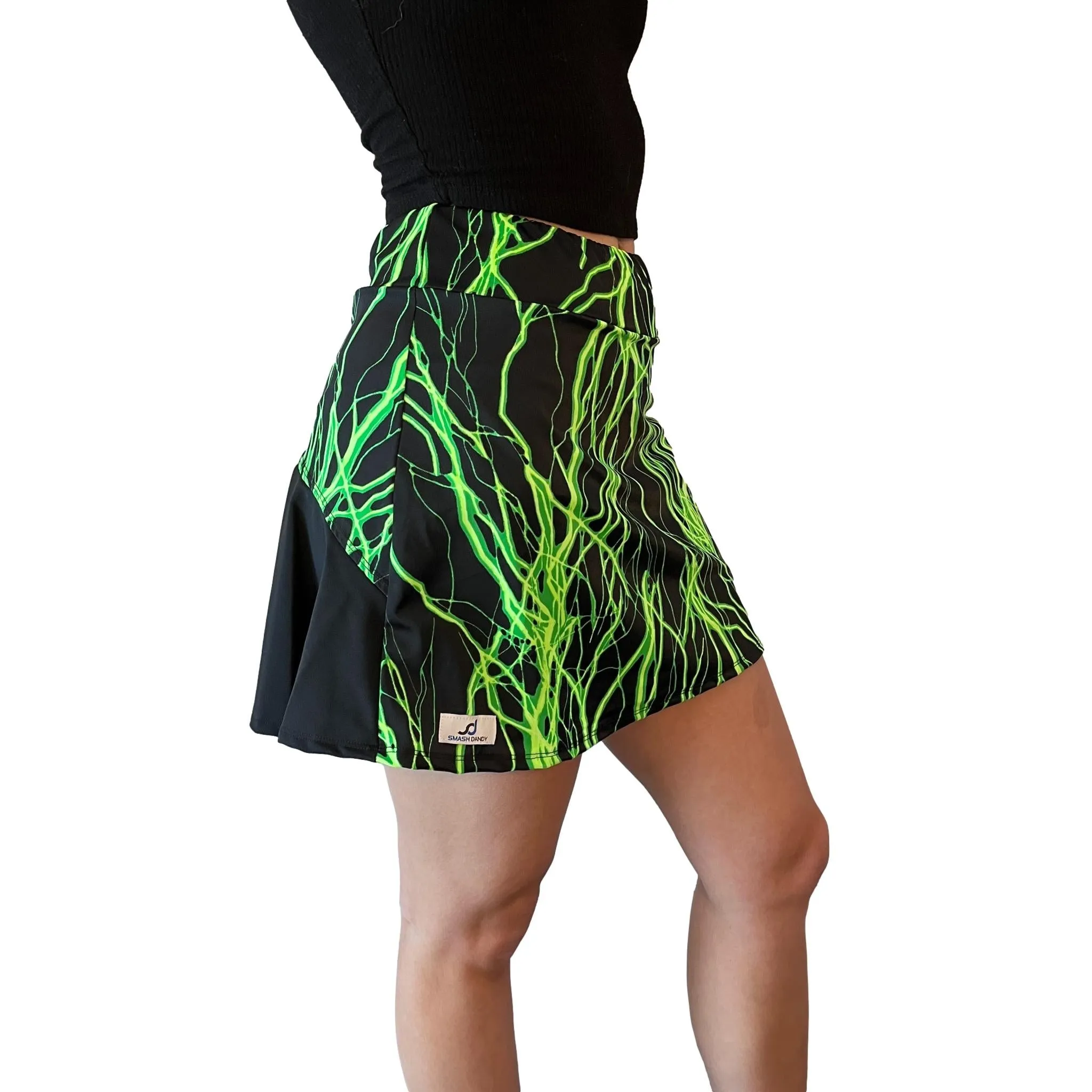 Green Lightning Neon Flutter Golf, Running, Tennis Flower Skort