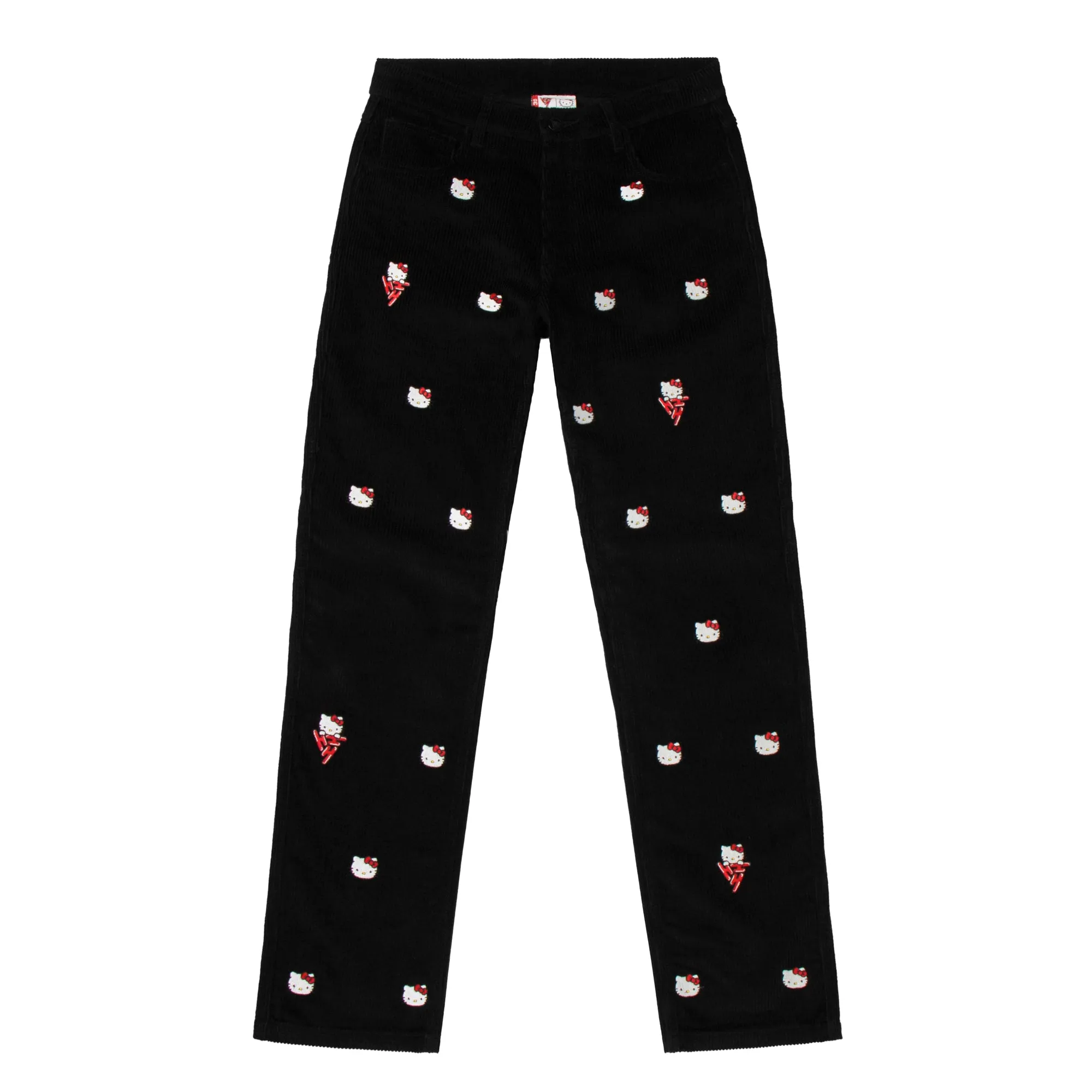 HELLO KITTY EMBROIDERED CORDUROY PANTS (BLACK)