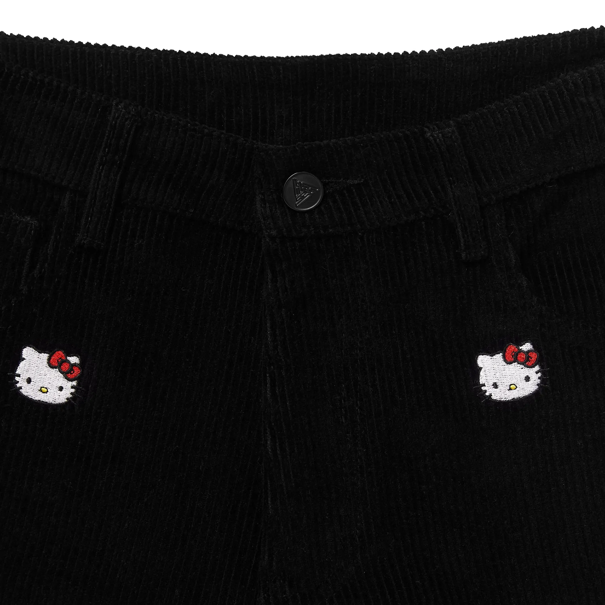 HELLO KITTY EMBROIDERED CORDUROY PANTS (BLACK)