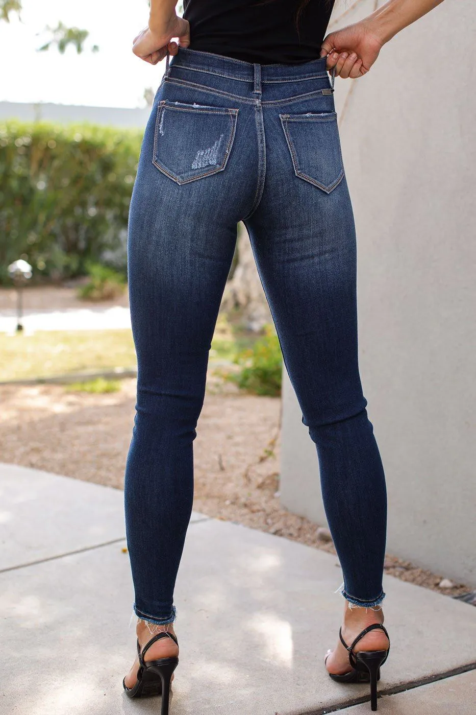 June Distressed Dark Wash Skinny Jeans