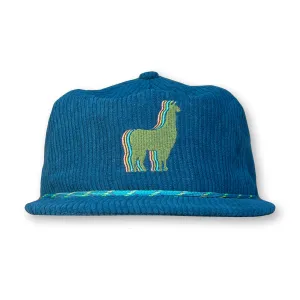 Llama Rope Hat / Lagoon Corduroy with Edamame Llama