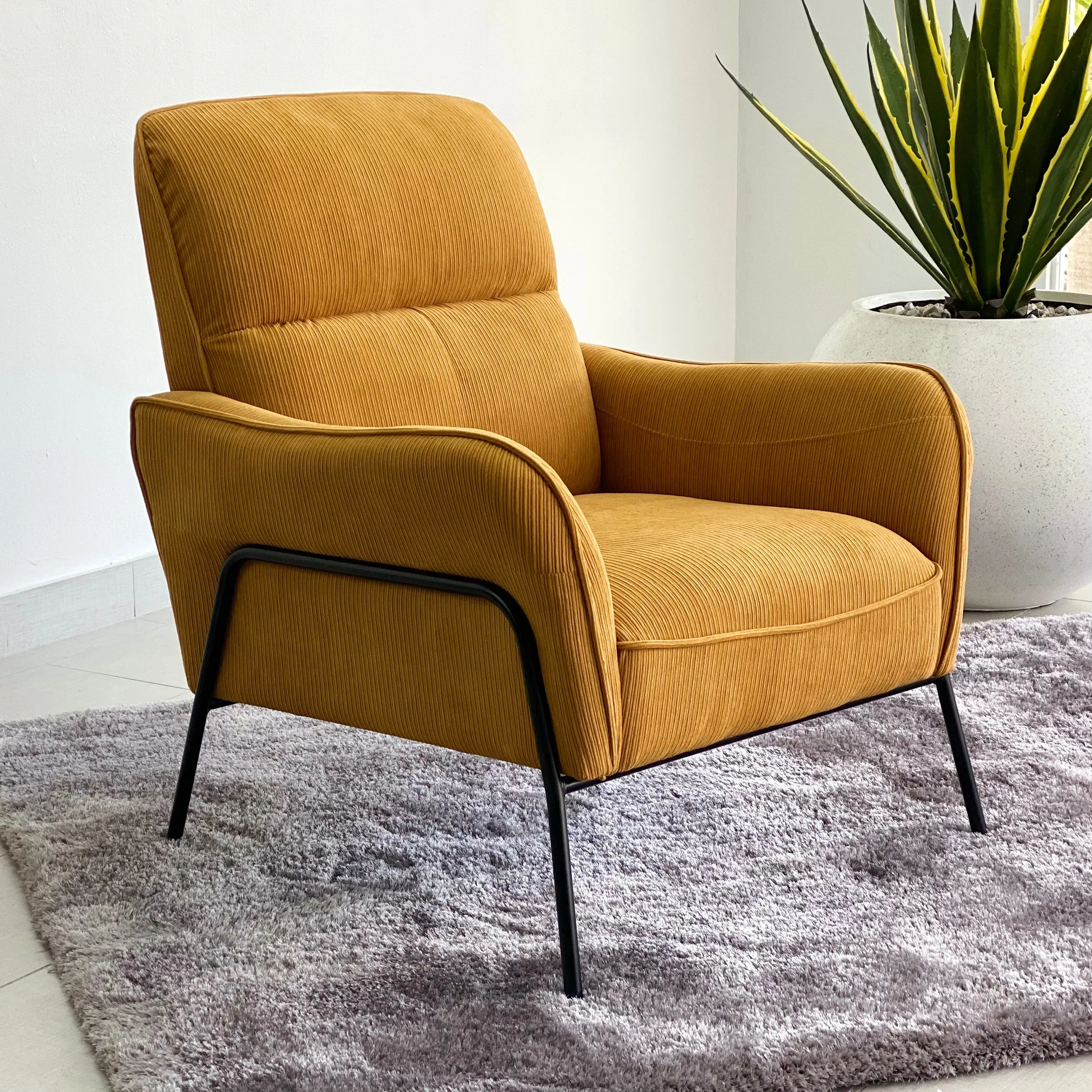 Lofty Chair Ochre Corduroy Fabric