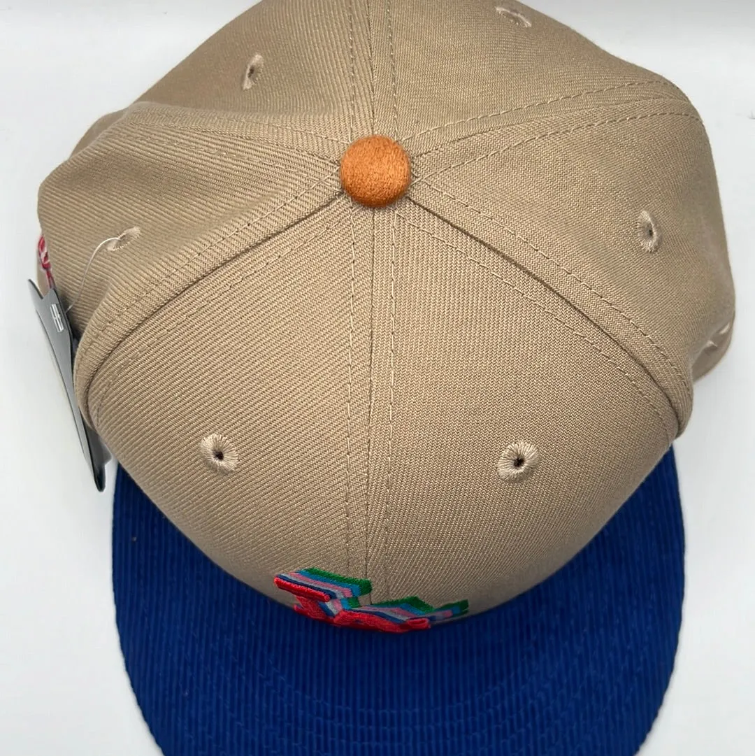 Los Angeles Dodgers MLB Brown Royal Blue Corduroy Bill 1988 WS Patch Orange Suede UV Fitted Hat