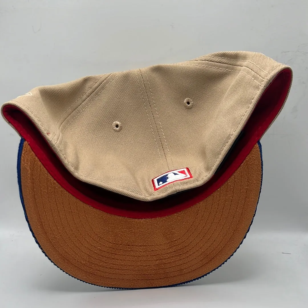 Los Angeles Dodgers MLB Brown Royal Blue Corduroy Bill 1988 WS Patch Orange Suede UV Fitted Hat