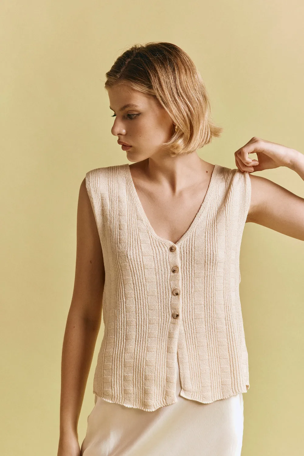 Lucinda Knit Vest Cream