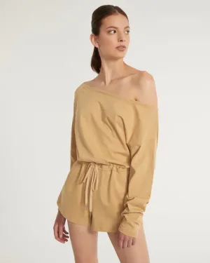 Marlo Drop Shoulder Knit Romper in Sedona