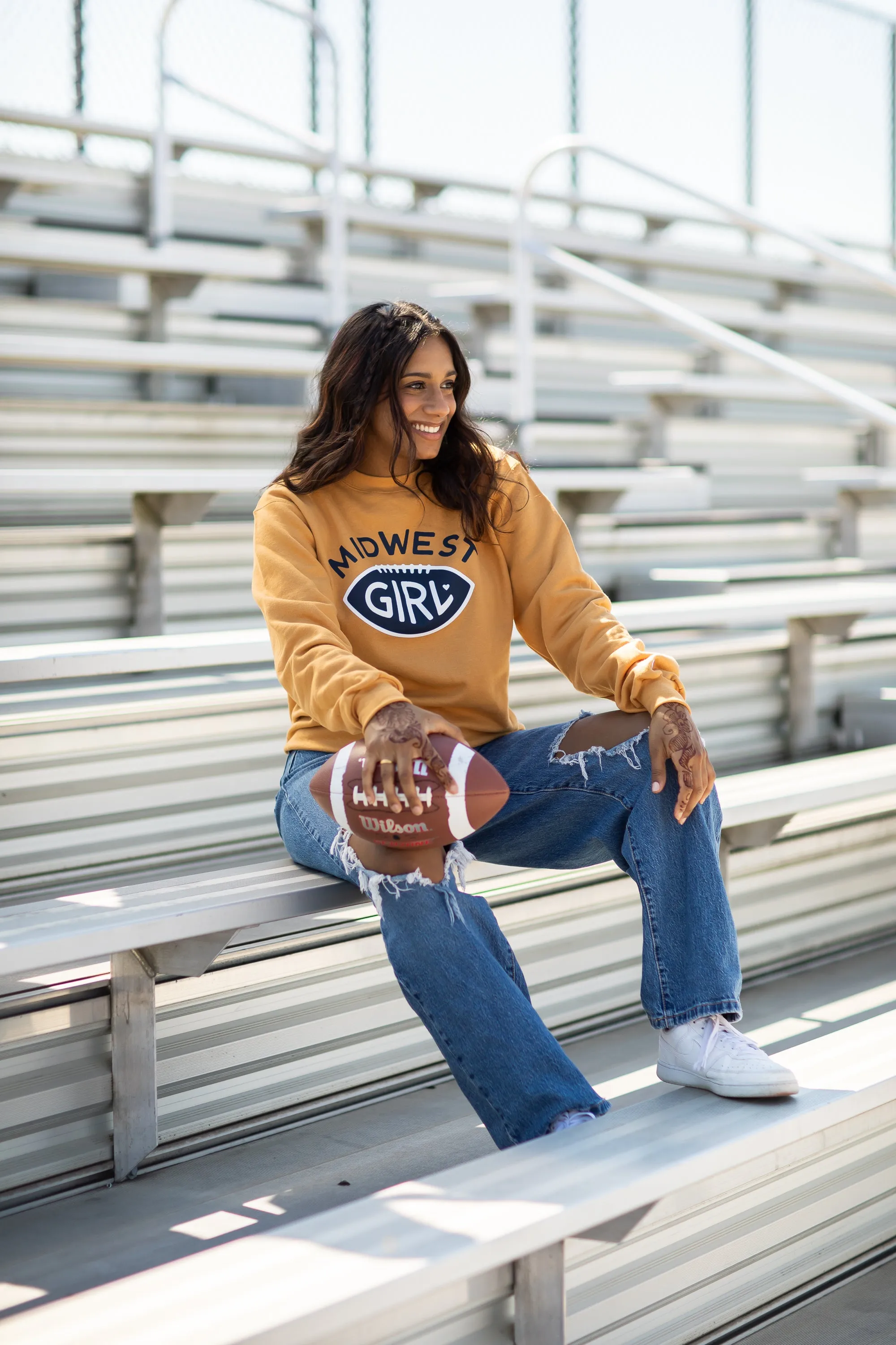 Midwest Girl Football Crew in Gold