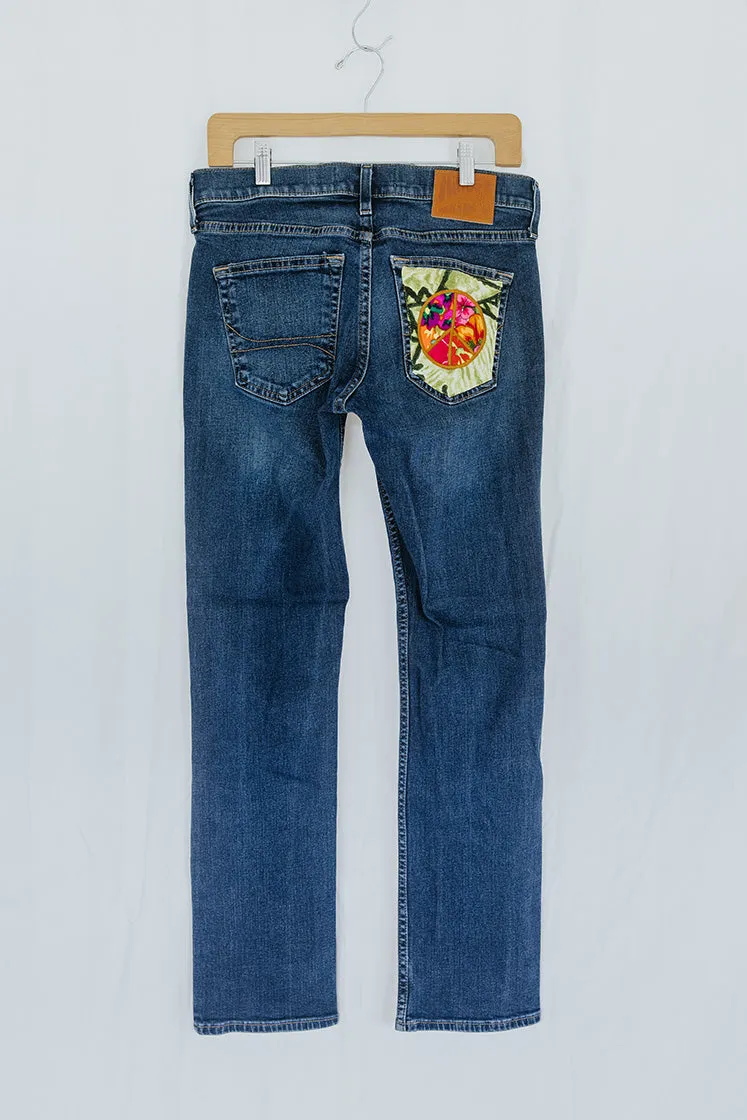 Peace Pocket Upcycled Jeans - #8