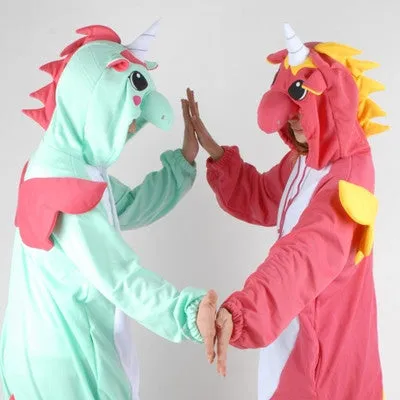 PITaPATs kids onesie animal jumpsuit costume - long sleeve mint unicorn