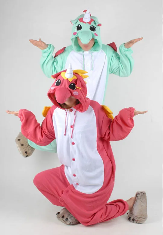 PITaPATs kids onesie animal jumpsuit costume - long sleeve mint unicorn