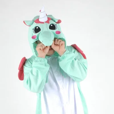 PITaPATs kids onesie animal jumpsuit costume - long sleeve mint unicorn