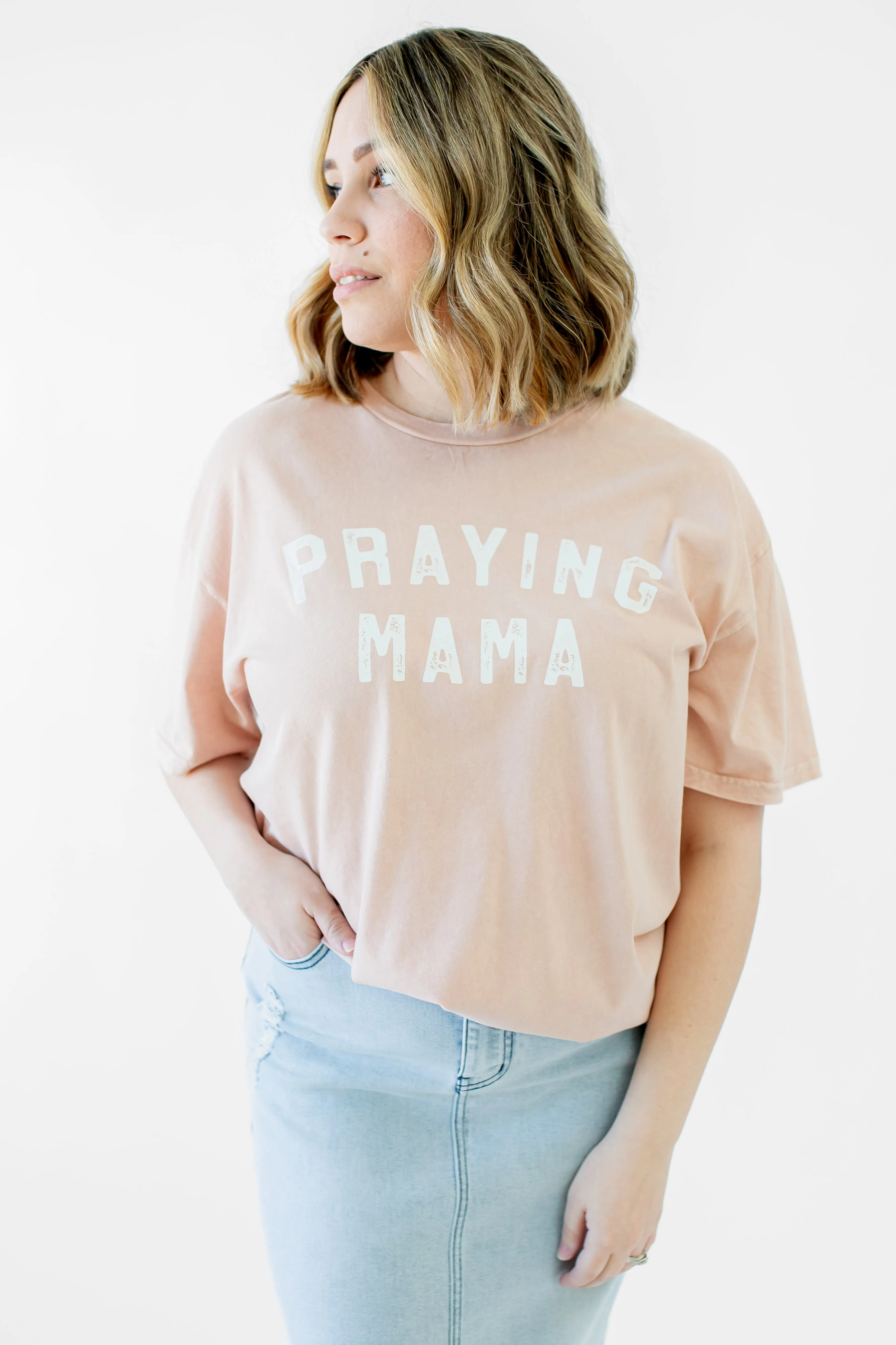 Praying Mama Graphic Tee in Blush