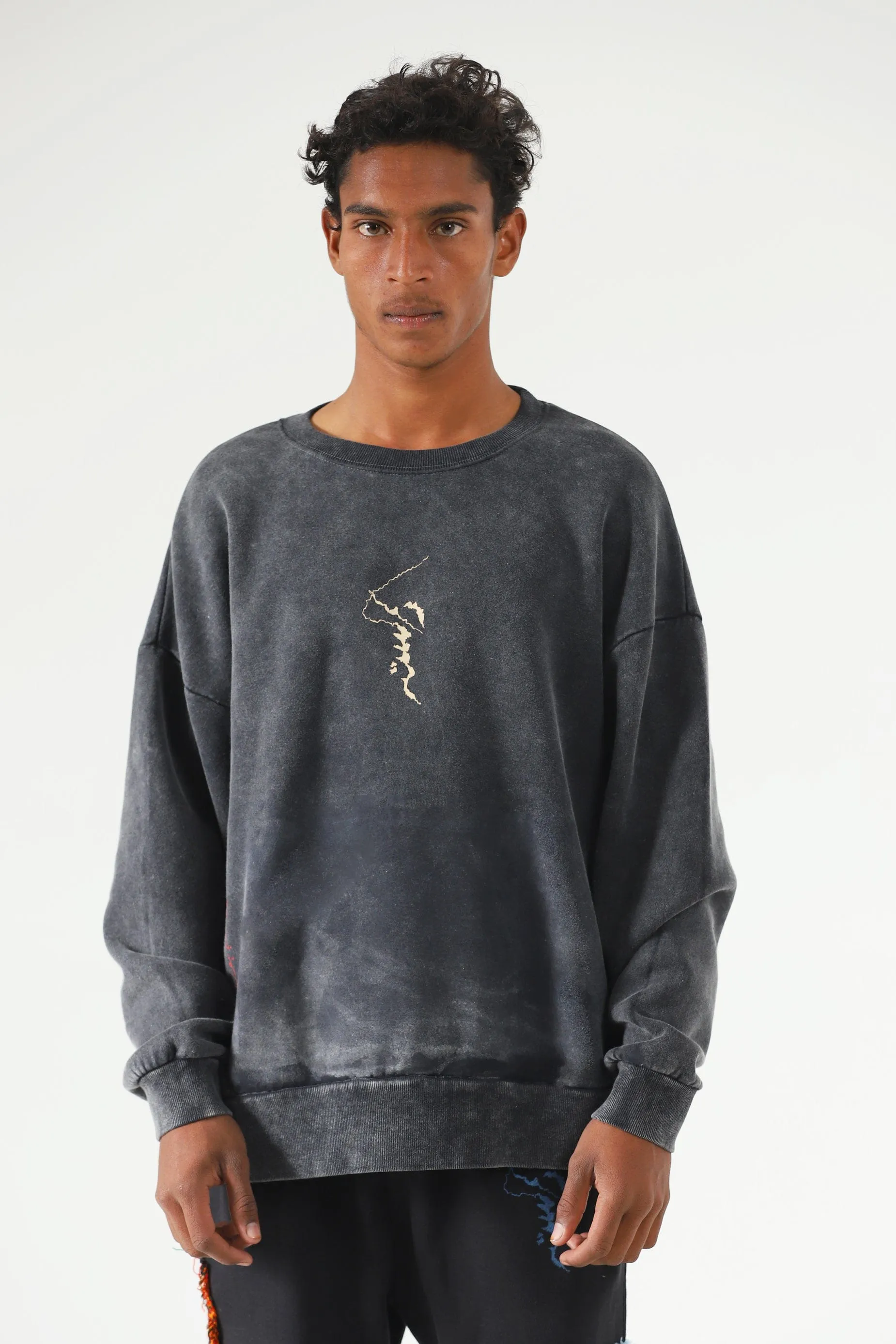 "BROKEN MAN" ACID WASH SWEATSHIRT