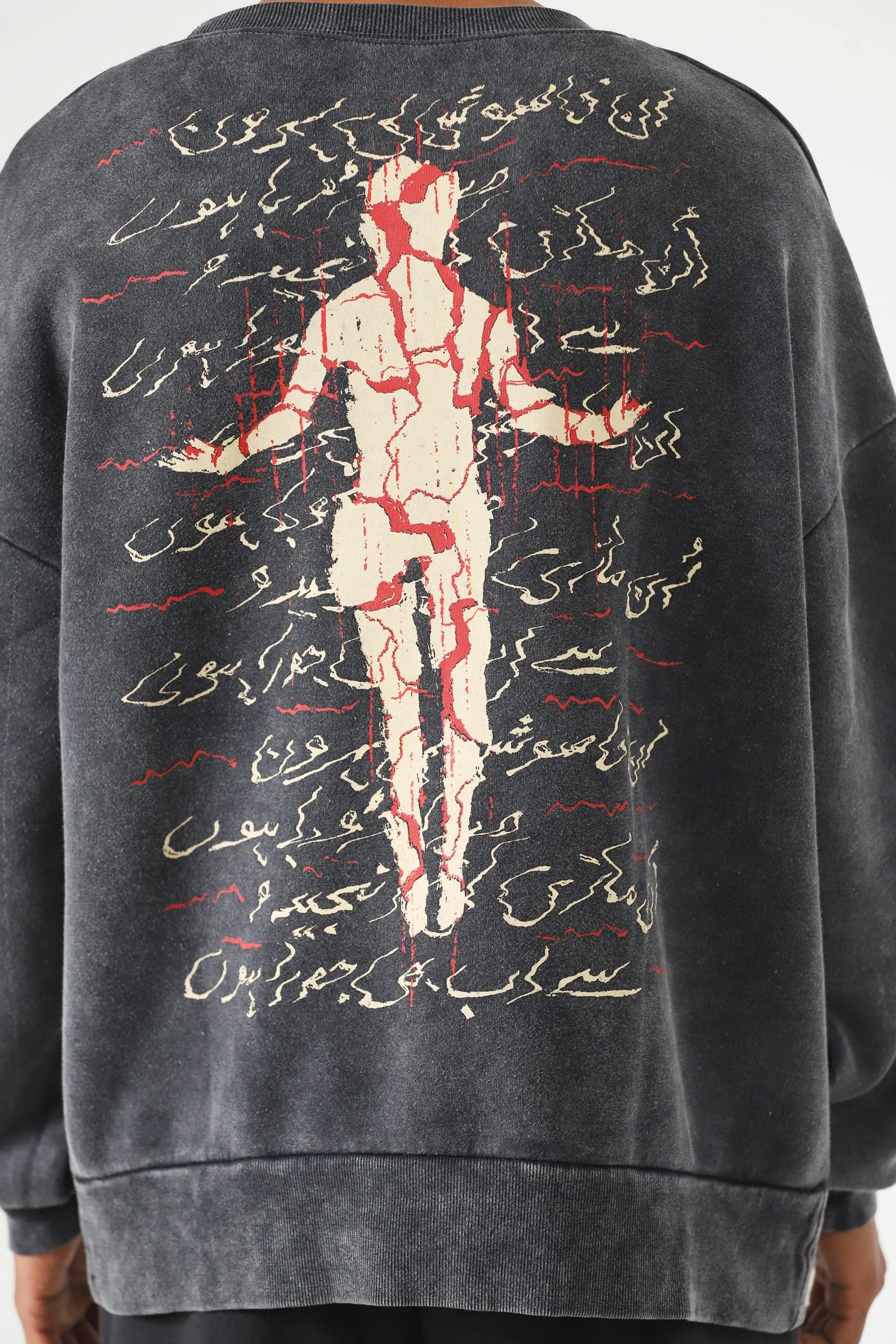 "BROKEN MAN" ACID WASH SWEATSHIRT