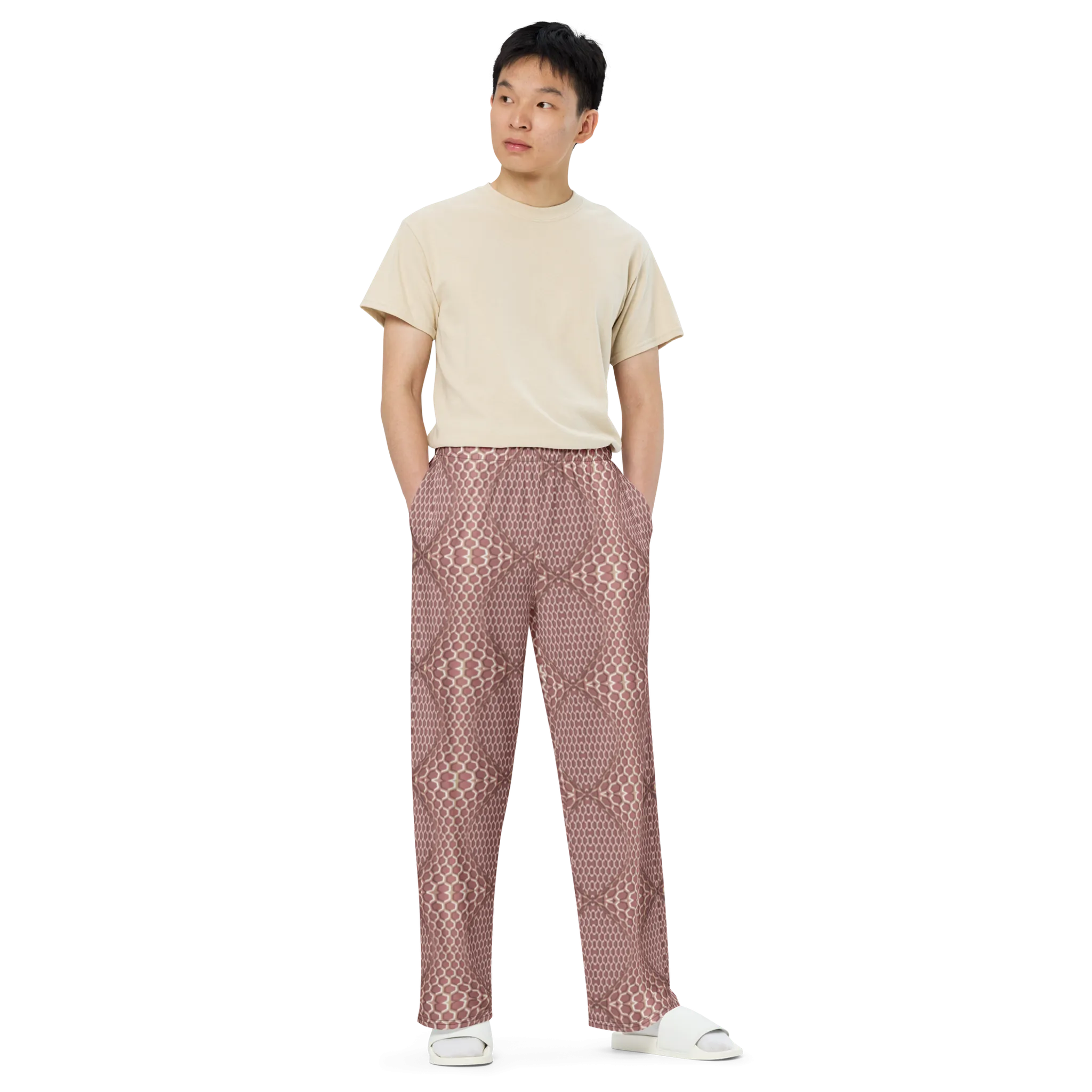 Recursia Illusions Game Men's Wide Leg Pants In Pink