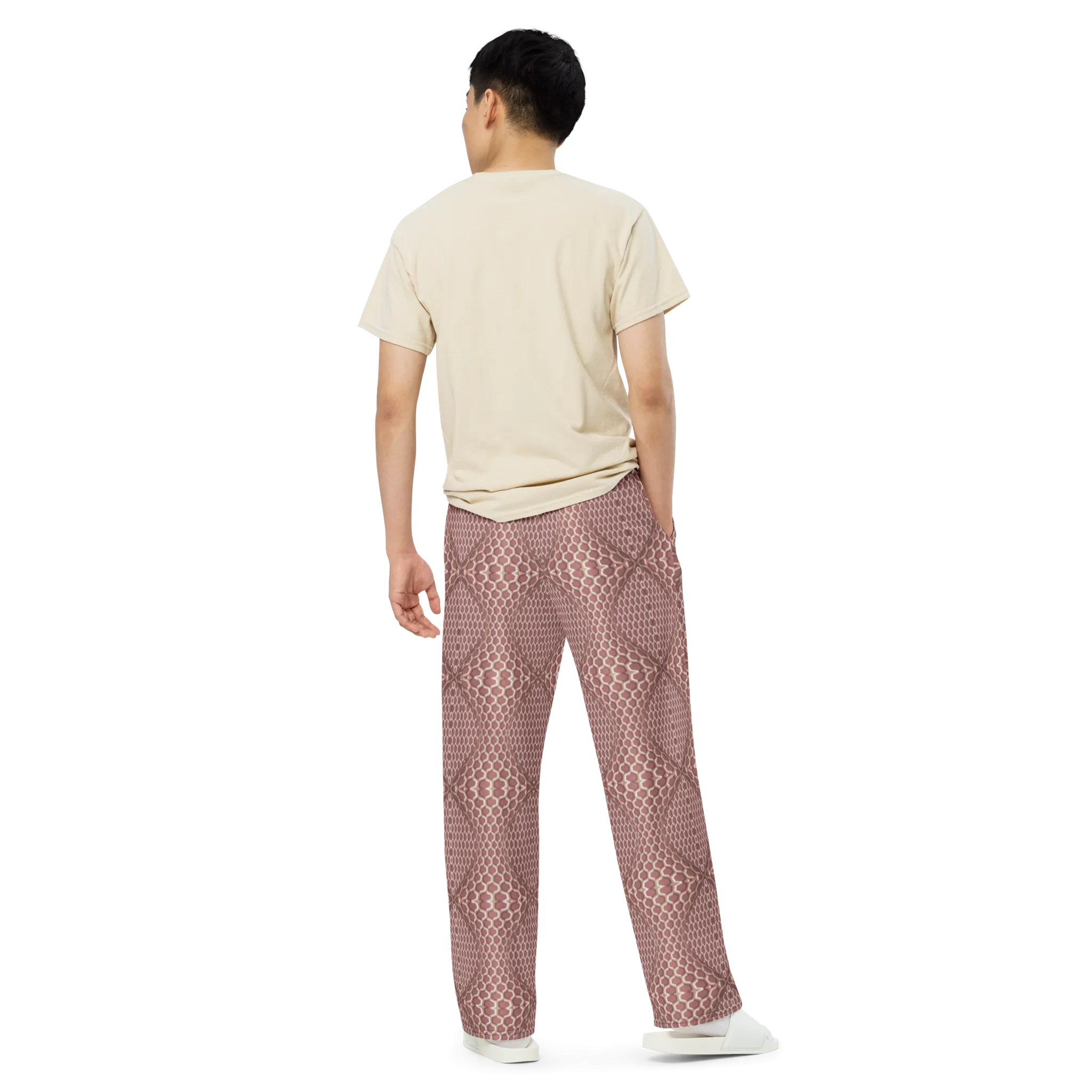 Recursia Illusions Game Men's Wide Leg Pants In Pink