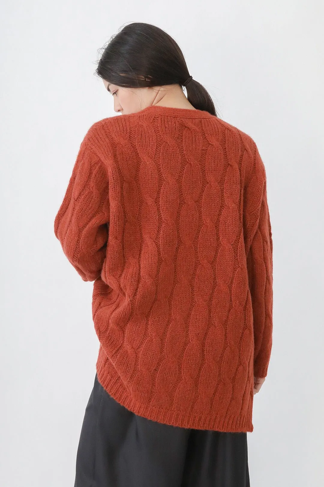 RINNOVA CABLE KNIT CARDIGAN IN BABY ALPACA AND FINE MERINO BLEND