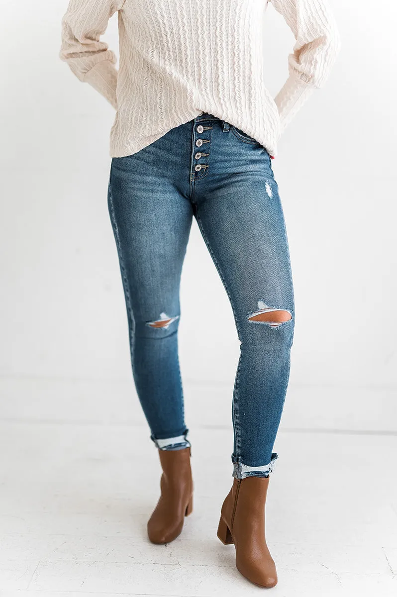 Ronnie Button Down Skinny Jeans - Kancan