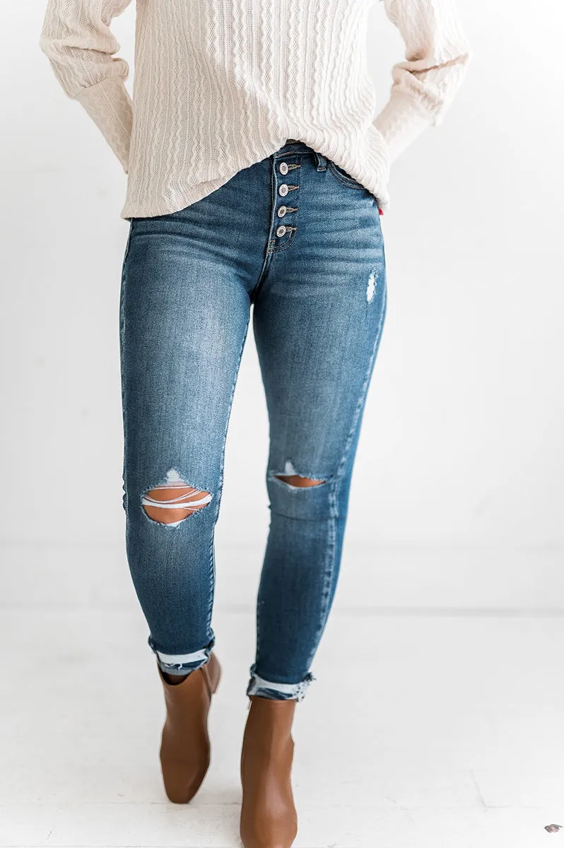 Ronnie Button Down Skinny Jeans - Kancan