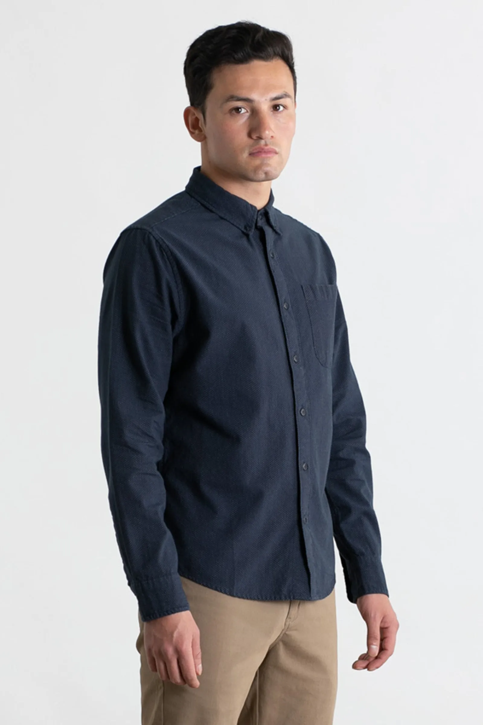 Sutton Slim Shirt / Navy Dobby