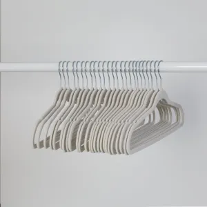 Warm Gray Slim-Profile Non-Slip Velvet Hangers (25-Pack)