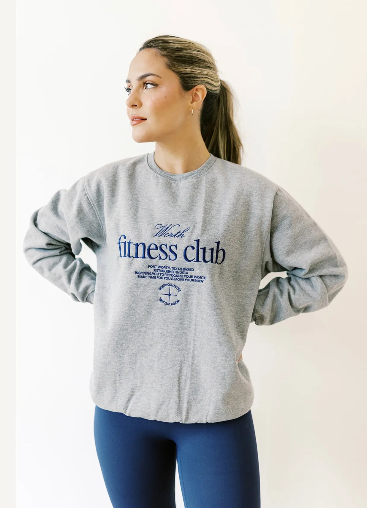 Worth Fitness Club Crewneck in Navy or Heather Grey