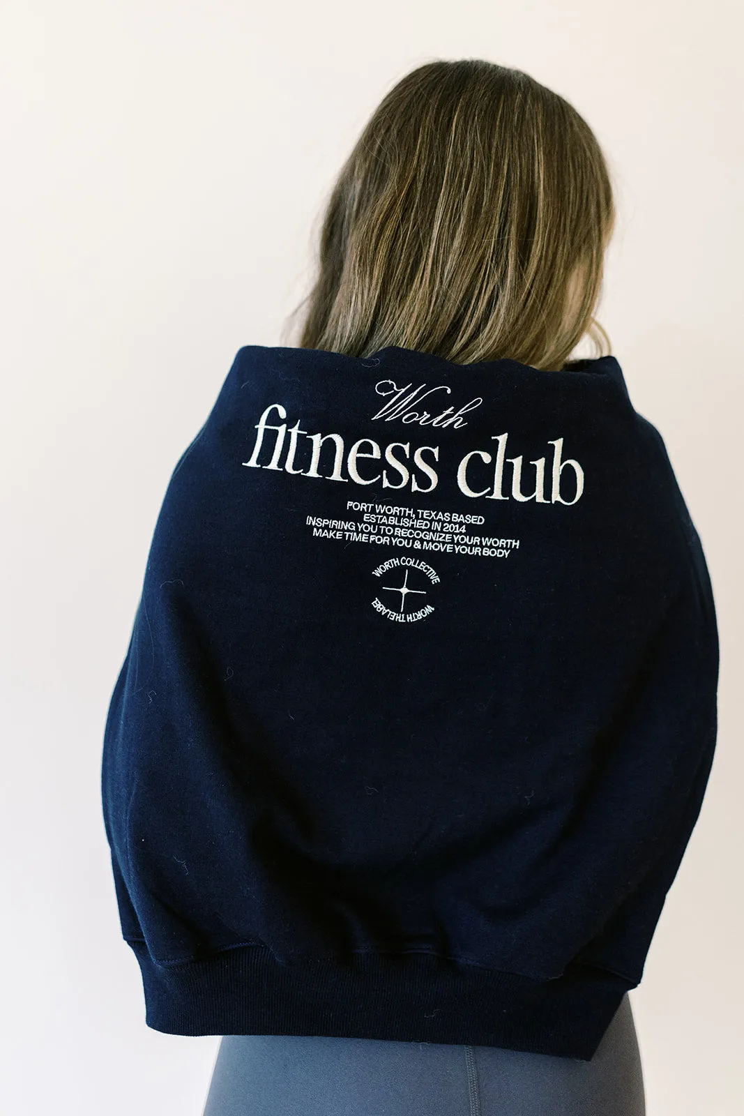 Worth Fitness Club Crewneck in Navy or Heather Grey