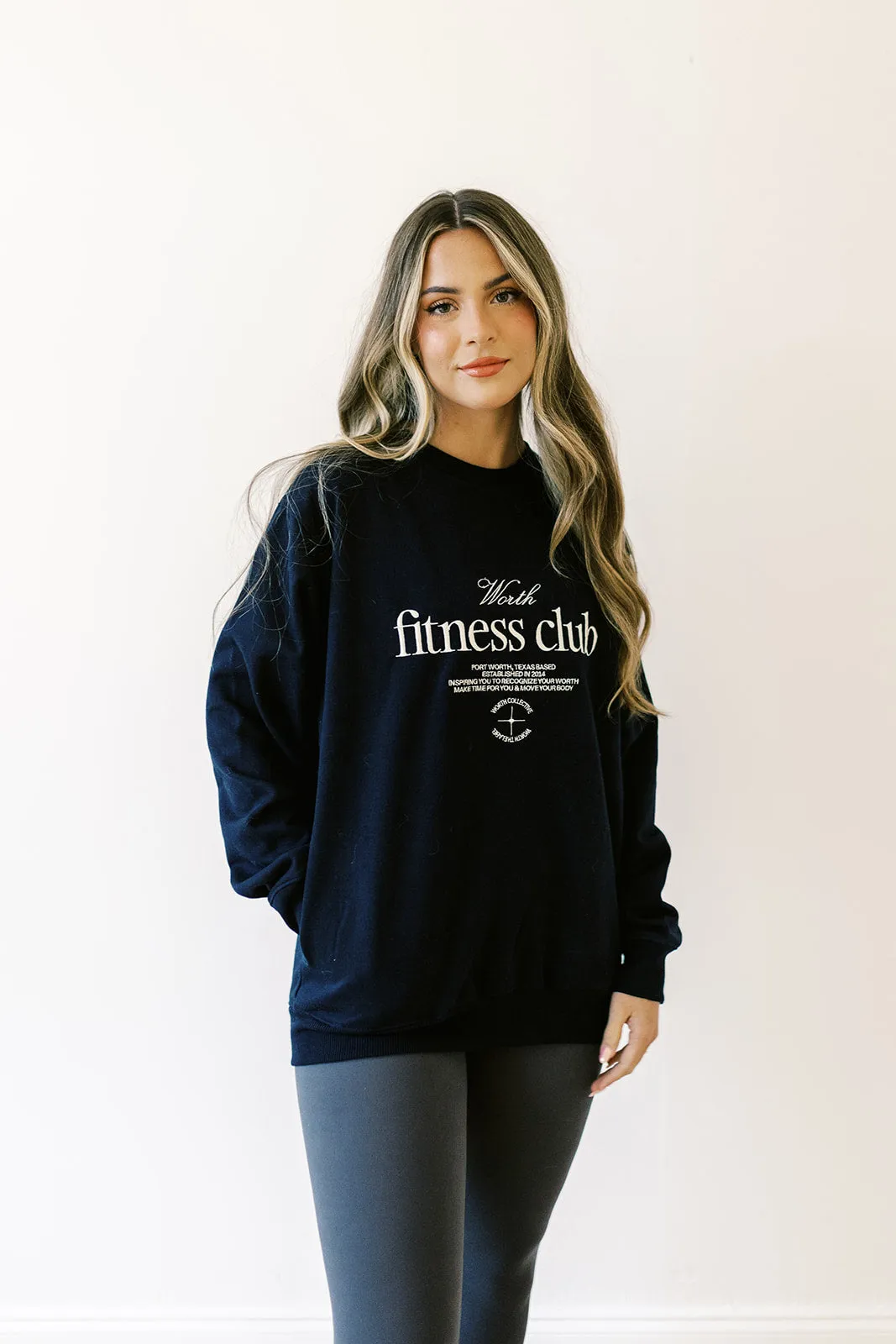 Worth Fitness Club Crewneck in Navy or Heather Grey